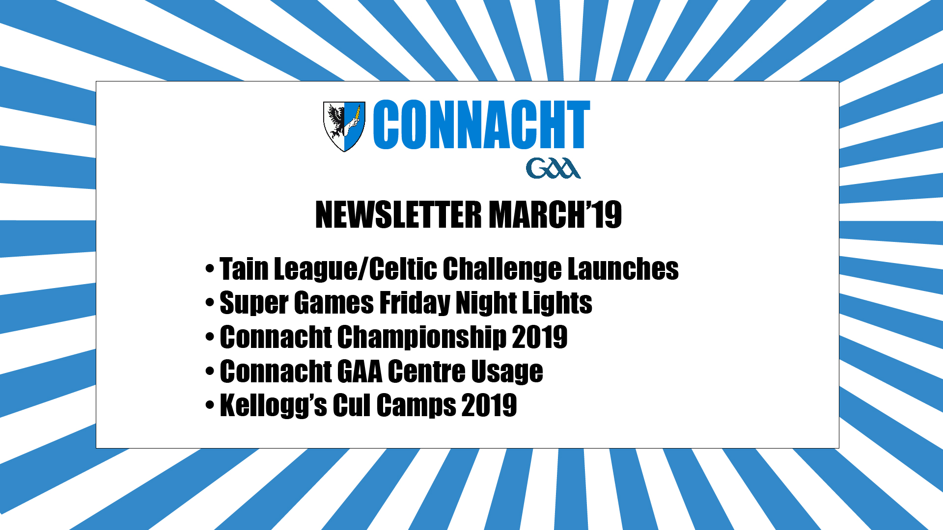 Connacht GAA Newsletter for March Published